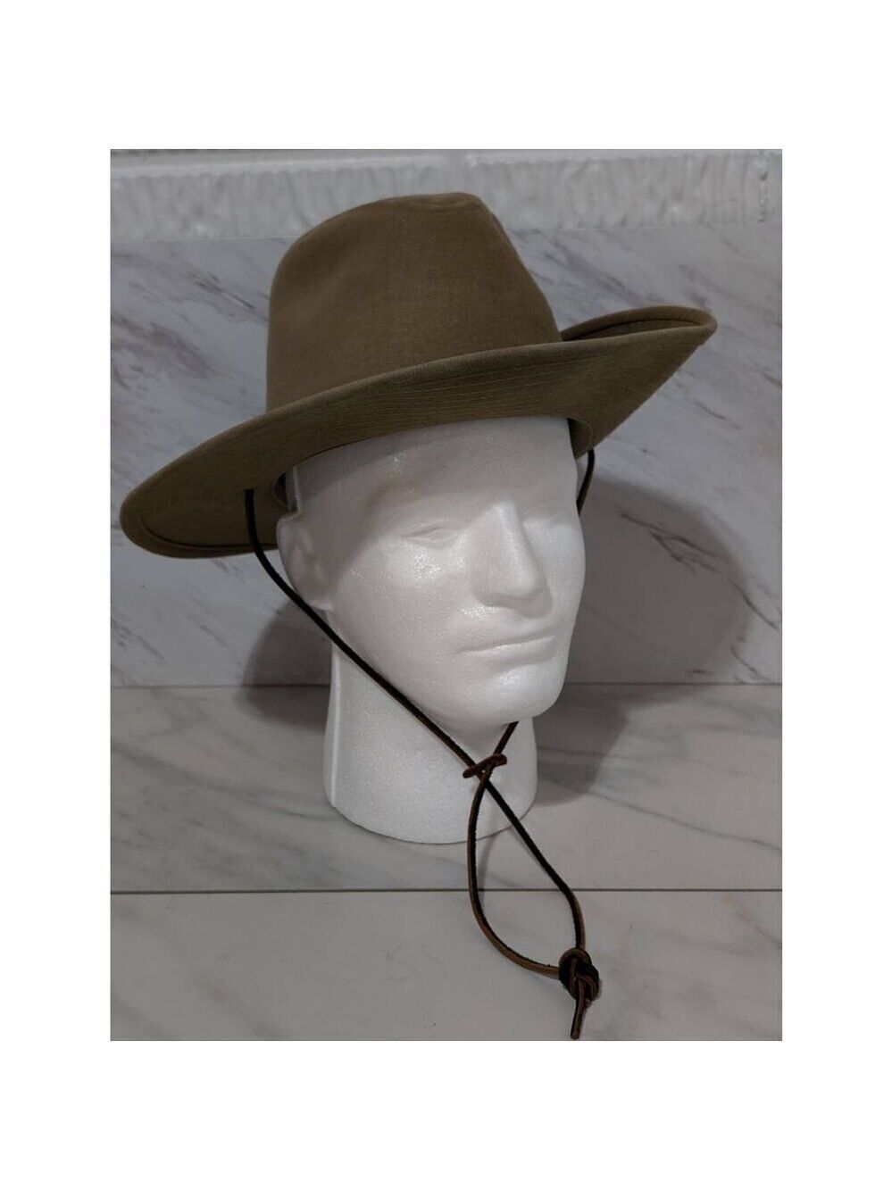 Dorfman Pacific Men's Tan Adjustable Chin Strap Wide Brim Hat